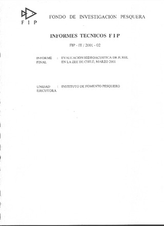 Informe Final : EVALUACIÓN HIDROACÚSTICA DE JUREL EN LA ZEE, MARZO 2001