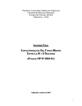 Informe Final : CARACTERIZACIÓN DEL FONDO MARINO ENTRE LA III Y X REGIONES