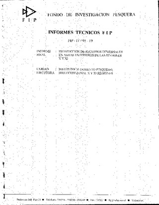 Informe Final : PROSPECCION DE RECURSOS DEMERSALES EN AGUAS EXTERIORES DE LAS REGIONES X Y XI