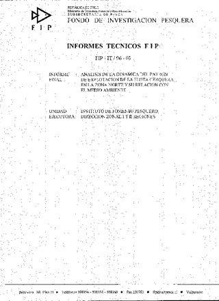 Informe Final : ANALISIS DE LA DINAMICA DEL PATRON DE EXPLOTACION DE LA FLOTA CERQUERA EN LA ZONA NORTE Y SU RELACION CON EL MEDIO AMBIENTE