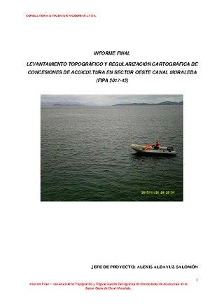 Informe Final : Levantamiento topográfico y regularización cartográfica de concesiones de acuicultura en sector oeste de de Canal Moraleda