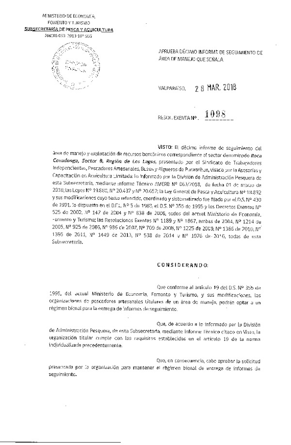 Res. Ex. N° 1098-2018 10° Seguimiento.