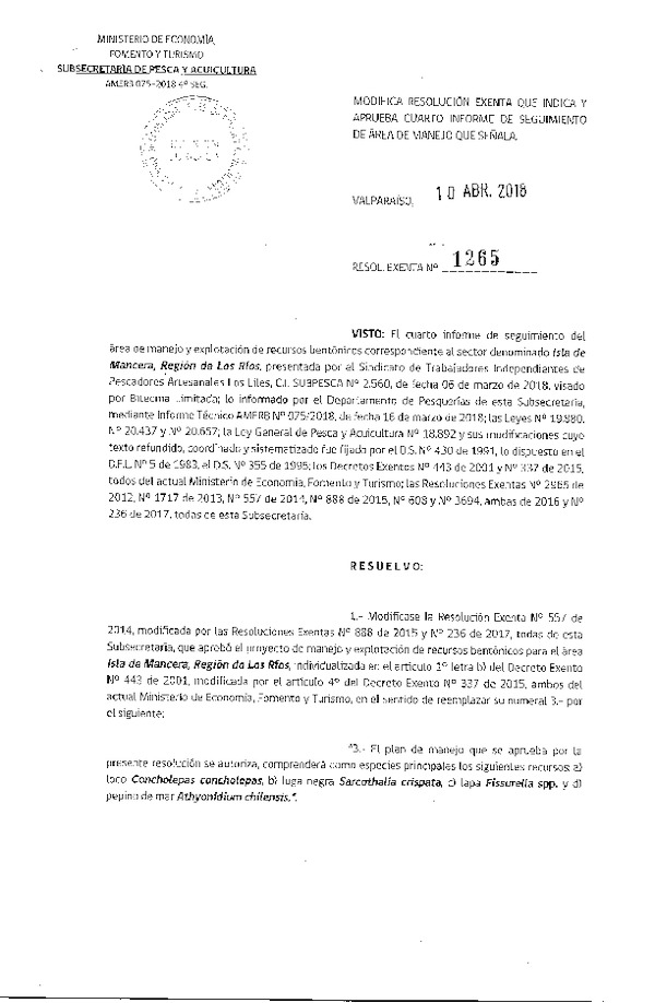 Res. Ex. N° 1265-2018 4° Seguimiento.