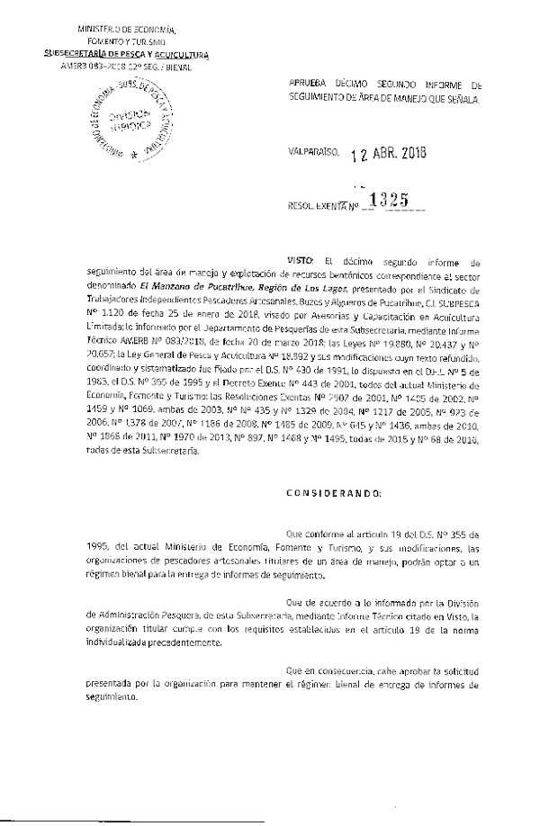Res. Ex. N° 1325-2018 12° Seguimiento.
