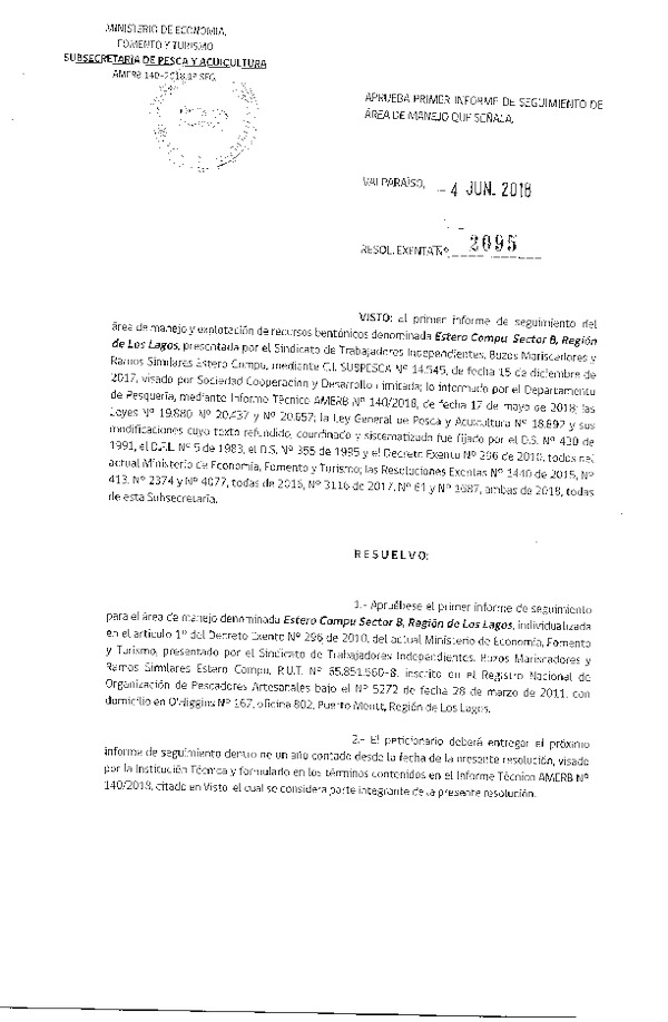 Res. Ex. N° 2095-2018 1° Seguimiento.