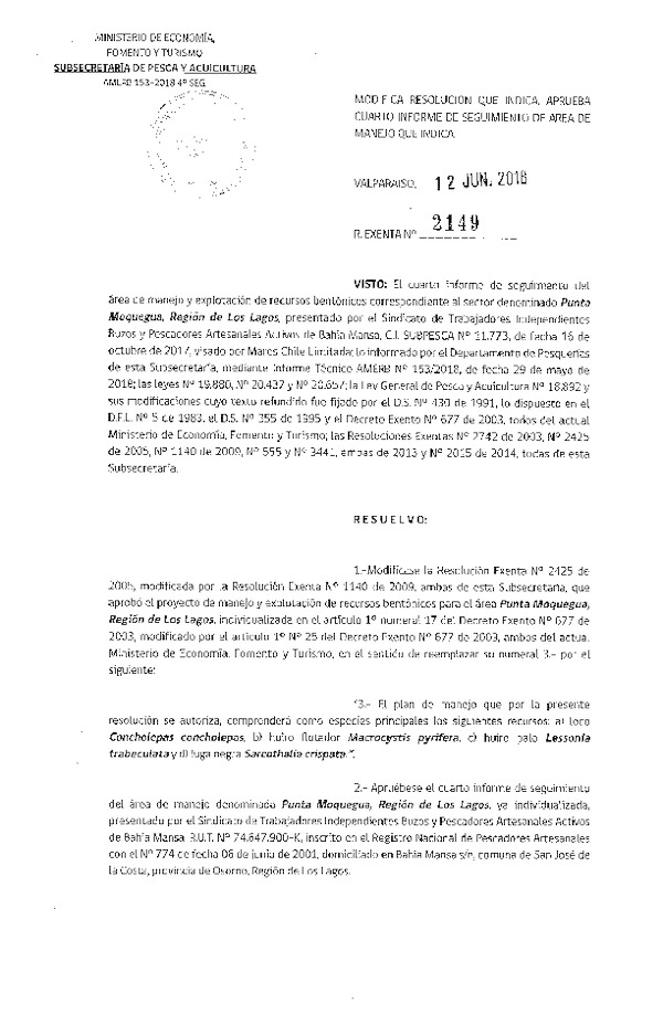 Res. Ex. N° 2149-2018 4° Seguimiento.