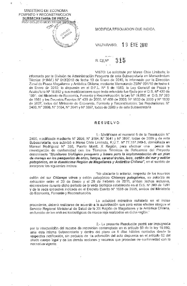 r ex pinv 315-2010 mod r 2400-09 mares chile bentonicos xii.pdf