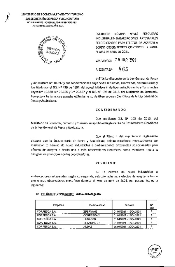 Res. Ex. Nº 865-2021 Naves mes de abril de 2021.
