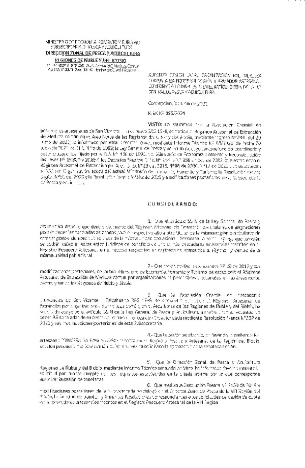 Res. Ex. N° 085-2021 (DZP Ñuble y del Biobío) Autoriza cesión Merluza Común. (Publicado en Página Web 001-07-2021)
