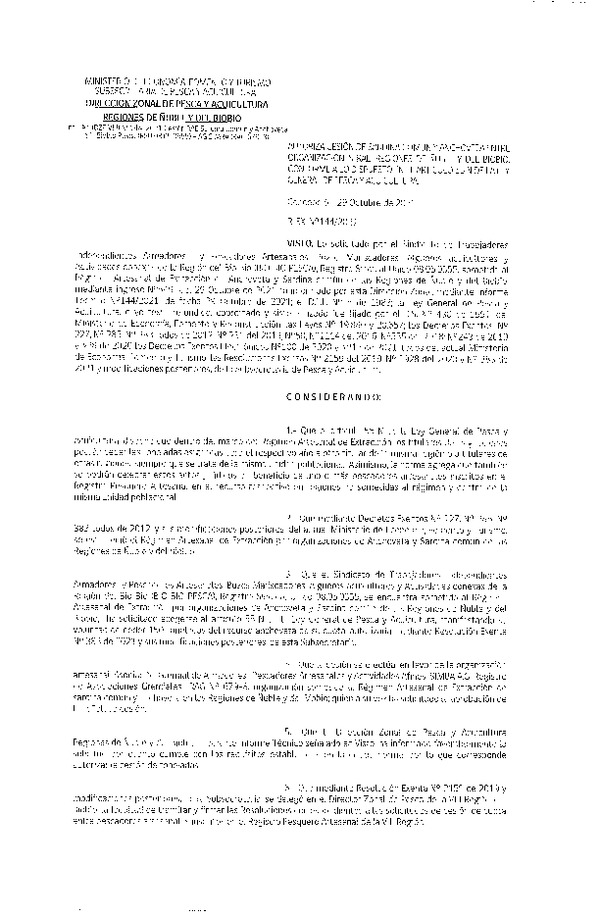 Res. Ex. N° 144-2021 (DZP Ñuble y del Biobío) Autoriza cesión Sardina Común y Anchoveta Región de Ñuble-Biobío (Publicado en Página Web 03-11-2021)