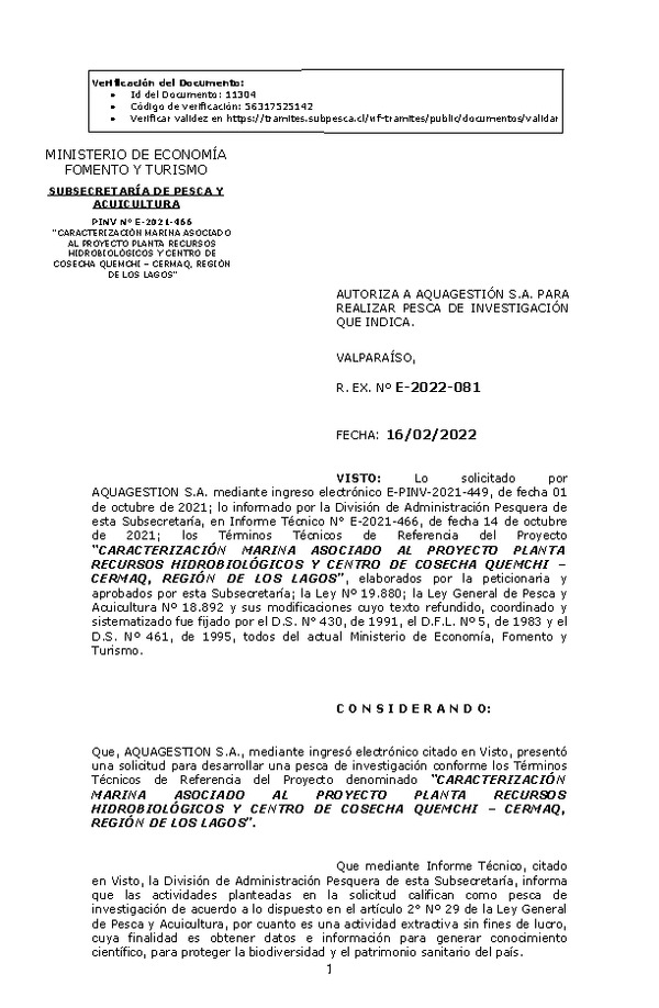Res. Ex. N° E-2022-081, AQUAGESTIÓN S.A. (Publicado en Página Web 22-02-2022)