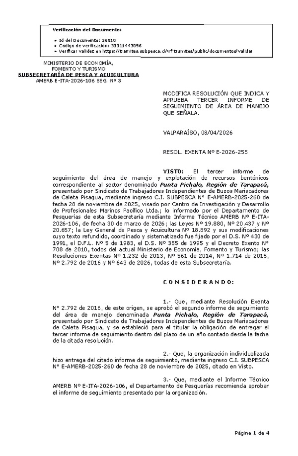 RESOL. EXENTA Nº E-2026-255