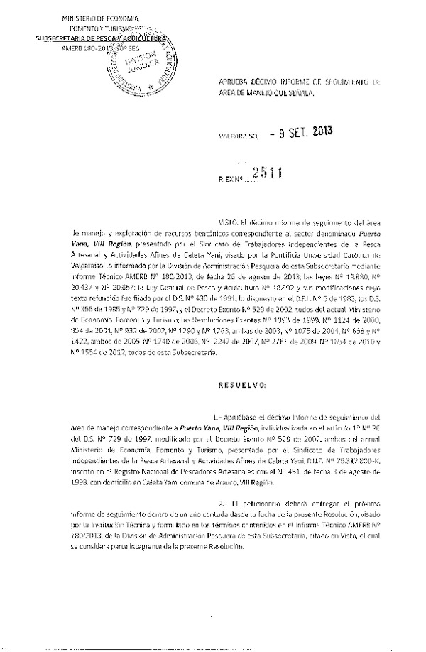 R EX Nº 2511-2013 10º SEGUIMIENTO.