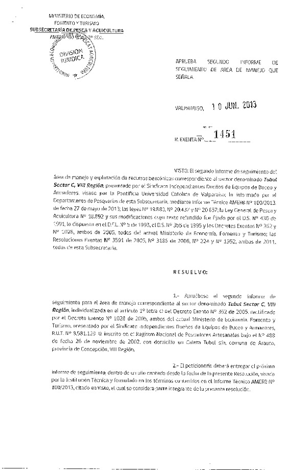 R EX Nº 1451-2013 2º SEGUIMIENTO.
