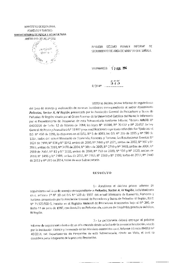 R EX Nº 575-2014 11º SEGUIMIENTO.