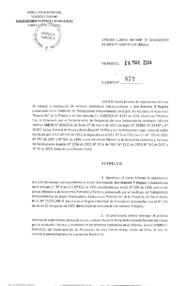 R EX N° 872-2014 4° SEGUIMIENTO.