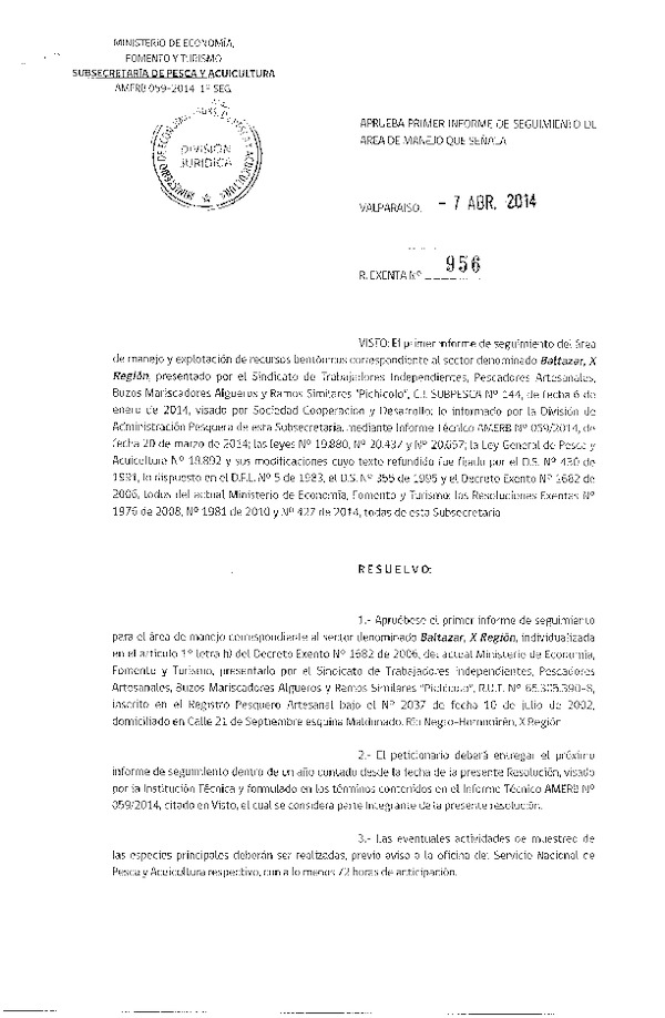 R EX N° 956-2014 1° SEGUIMIENTO.