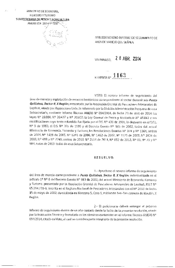 R EX N° 1163-2014 9° SEGUIMIENTO.