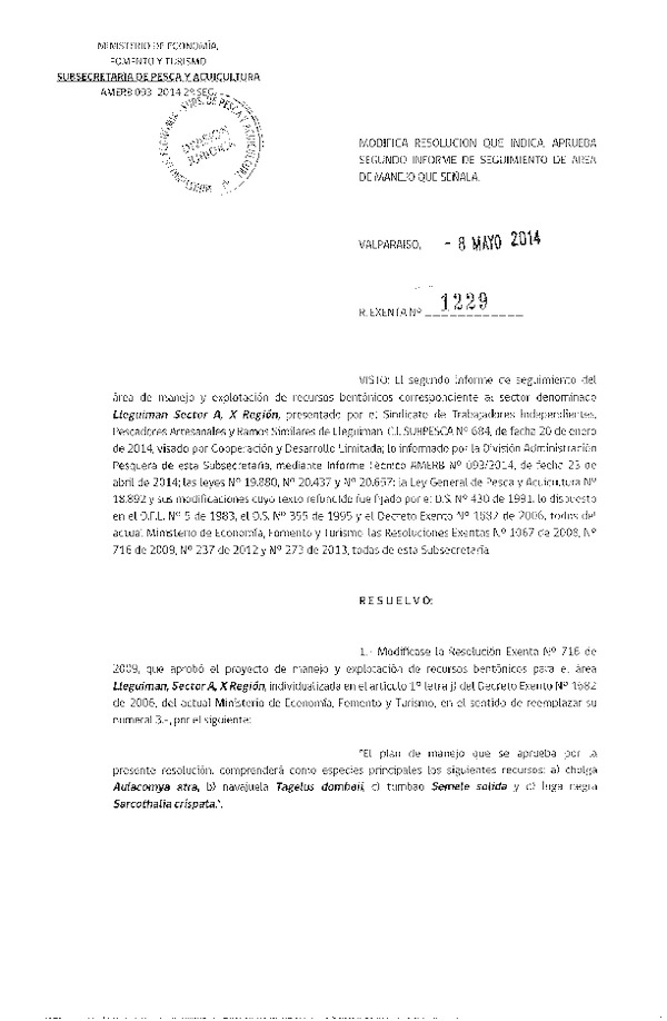 R EX N° 1229-2014 2° SEGUIMIENTO.