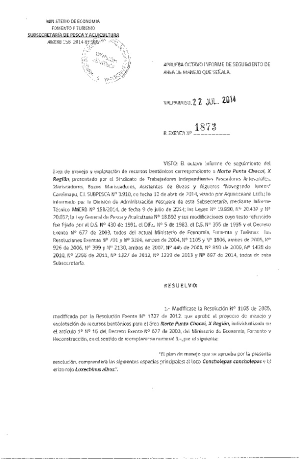 R EX N° 1873-2014 8° SEGUIMIENTO.