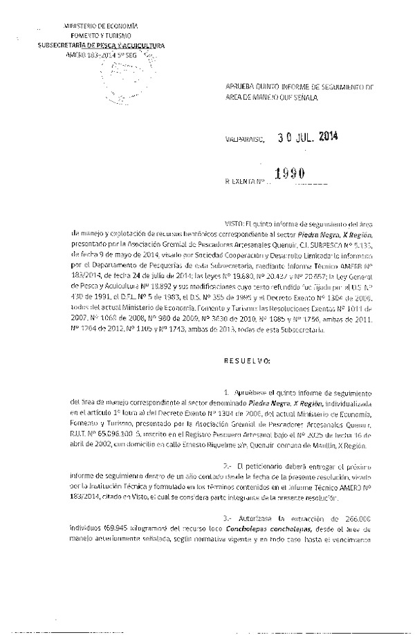 R EX N° 1990-2014 5° SEGUIMIENTO.