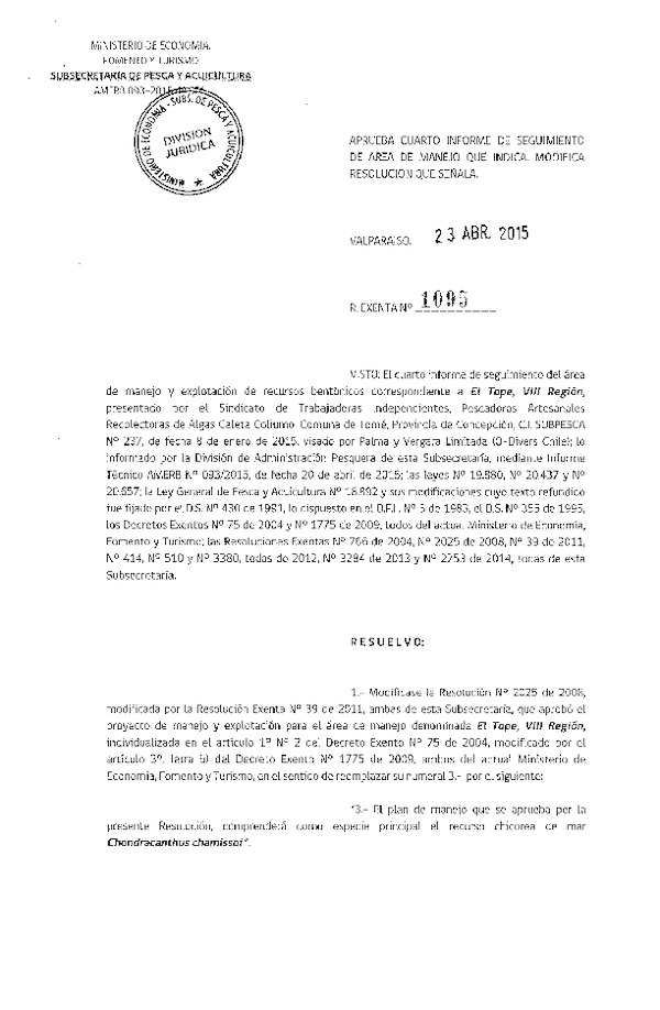 R EX N° 1095-2015 4° SEGUIMIENTO.