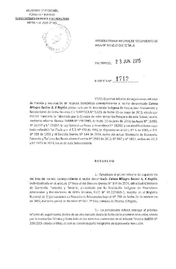 Res. Ex. N° 1712-2015 1° SEGUIMIENTO.