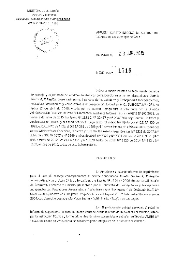 Res. Ex. N° 1716-2015 4° SEGUIMIENTO.