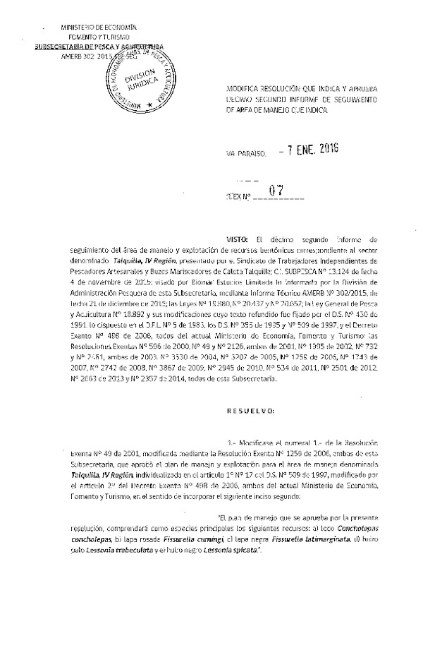 Res. Ex. N° 07-2016 12° SEGUIMIENTO.