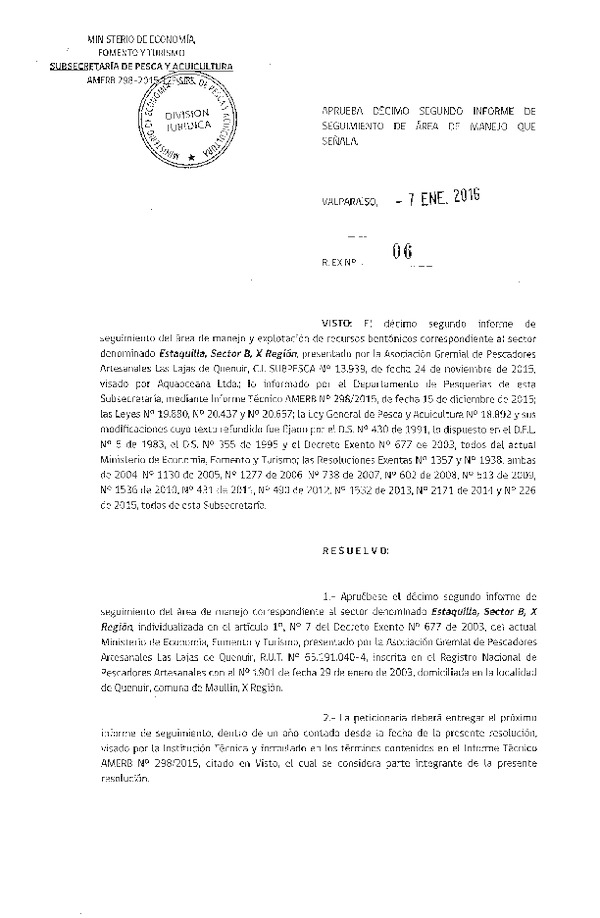 Res. Ex. N° 06-2016 12° SEGUIMIENTO.