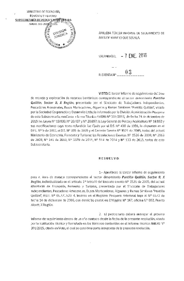 Res. Ex. N° 03-2016 3° SEGUIMIENTO.