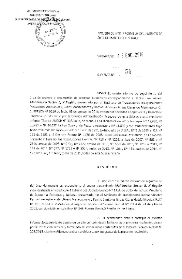 Res. Ex. N° 55-2016 5° SEGUIMIENTO.