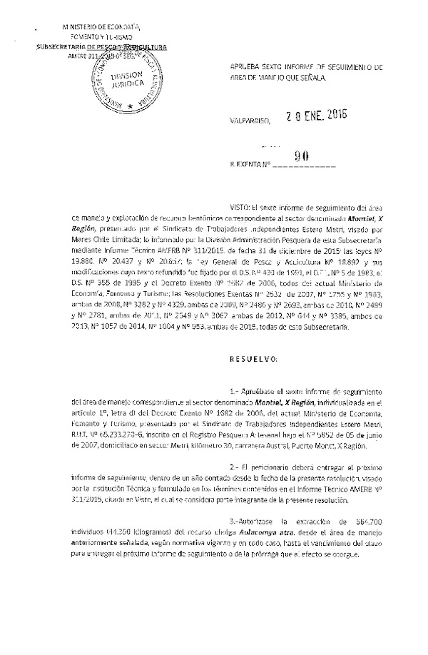 Res. Ex. N° 90-2016 6° SEGUIMIENTO.