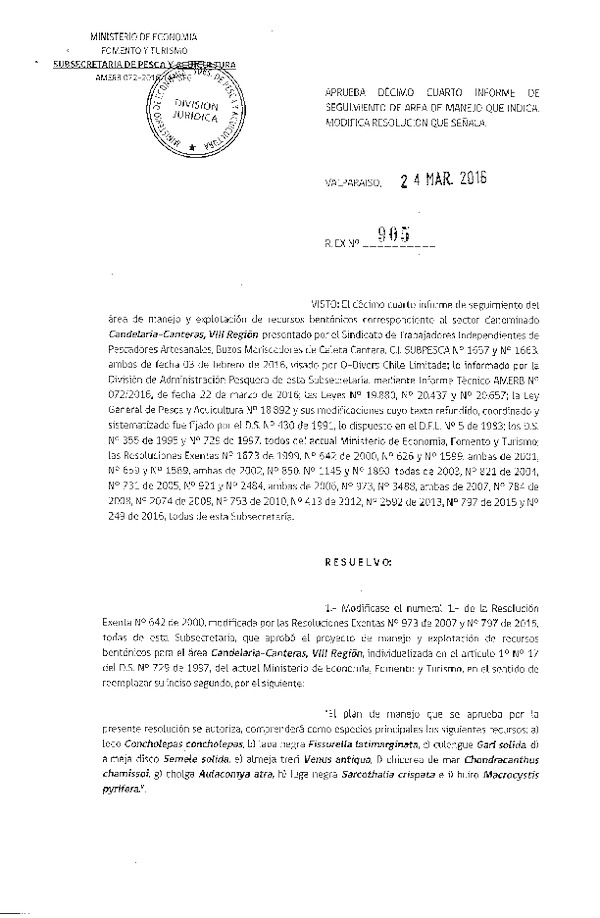 Res. Ex. N° 905-2016 14° SEGUIMIENTO.