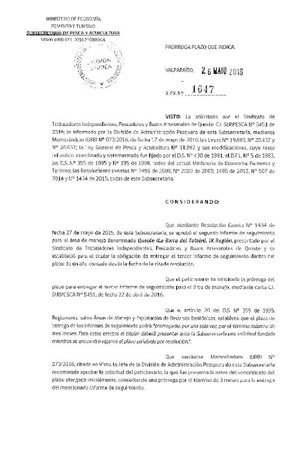 Res. Ex. N° 1647-2016 PRORROGA 3° SEGUIMIENTO.