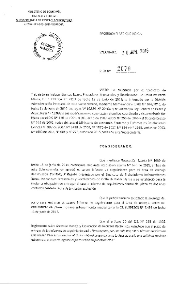 Res. Ex. N° 2079-2016 PRORROGA 4° SEGUIMIENTO.