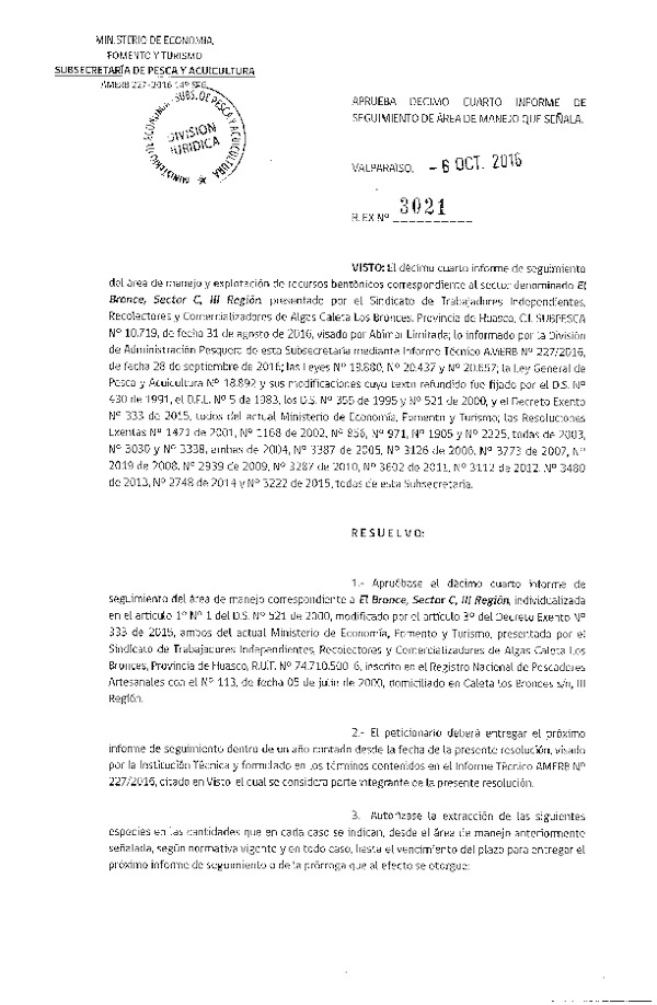 Res. Ex. N° 3021-2016 14° SEGUIIENTO.