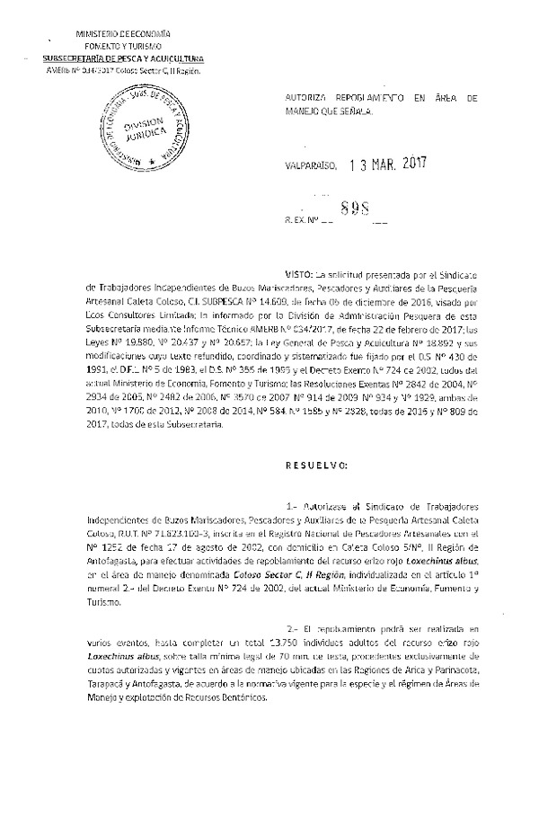 Res. Ex. N° 898-2017 Repoblamiento.