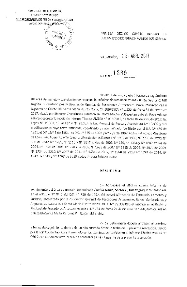 Res. Ex. N° 1269-2017 14° Seguimiento.