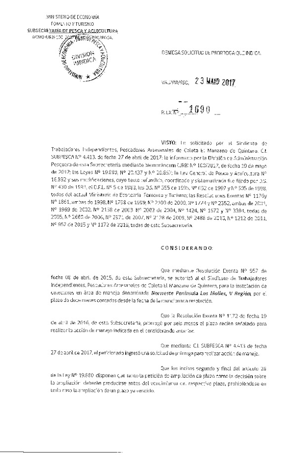 Res. EX. N° 1690-2017 Deniega Solicitud.