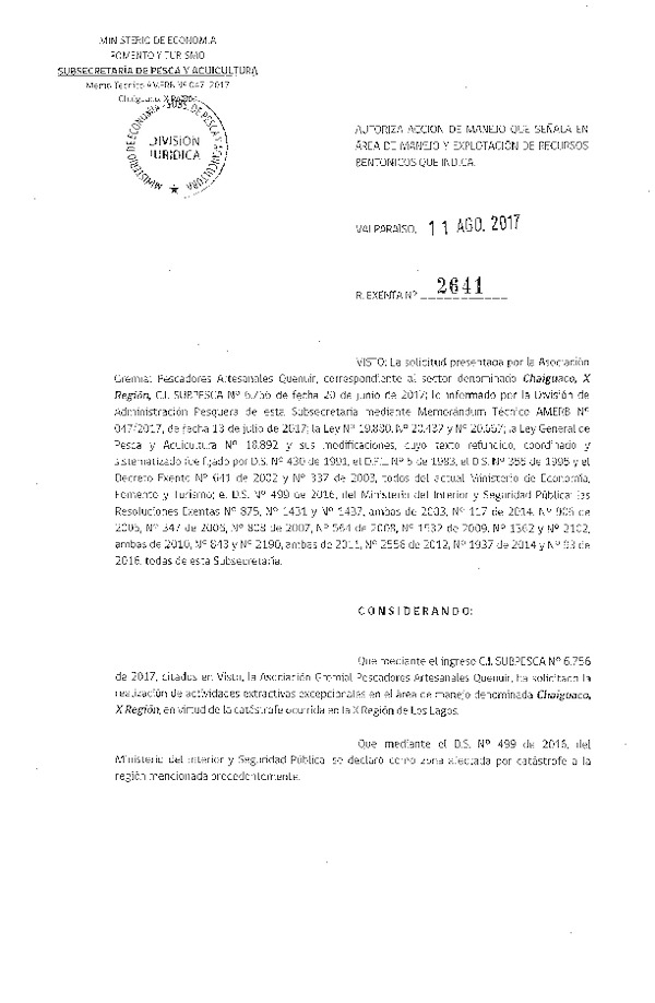 Res. Ex. N° 2641-2017 Acción de Manejo.