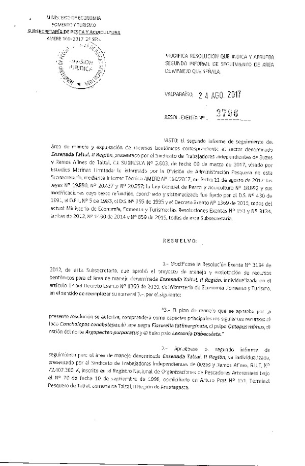 Res. Ex. N° 2796-2017 2° Seguimiento.