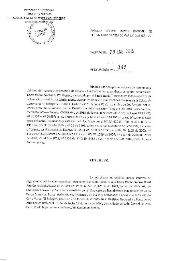 Res. Ex. N° 343-2018 11° Seguimiento.